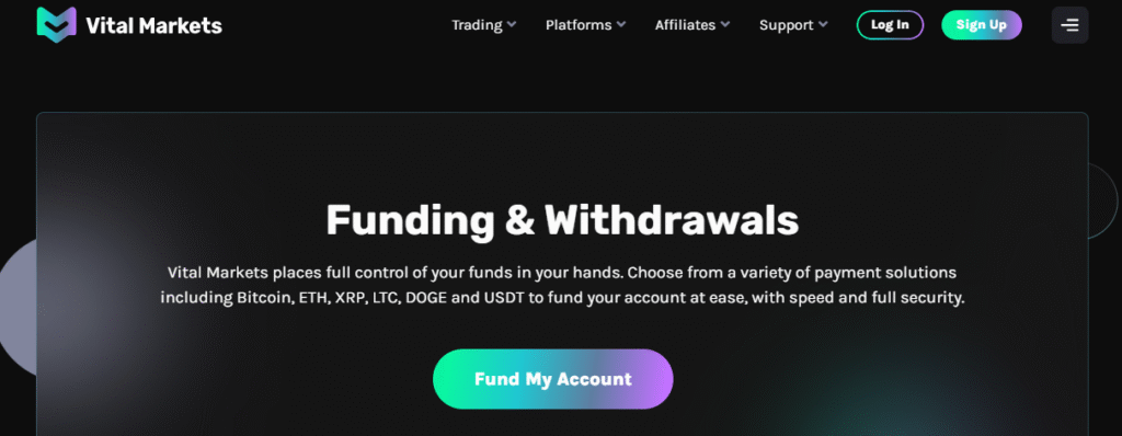 Vital Markets-Withdrawal