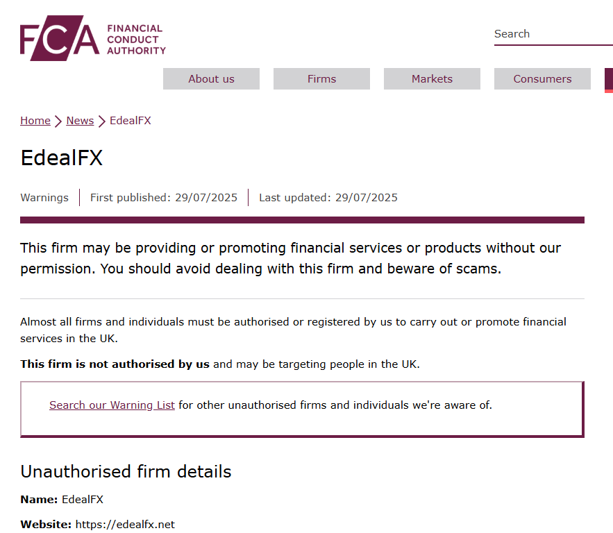 EdealFX.net Review – Important Insights Before You Invest in EdealFX.net 2 EdealFX-FCA