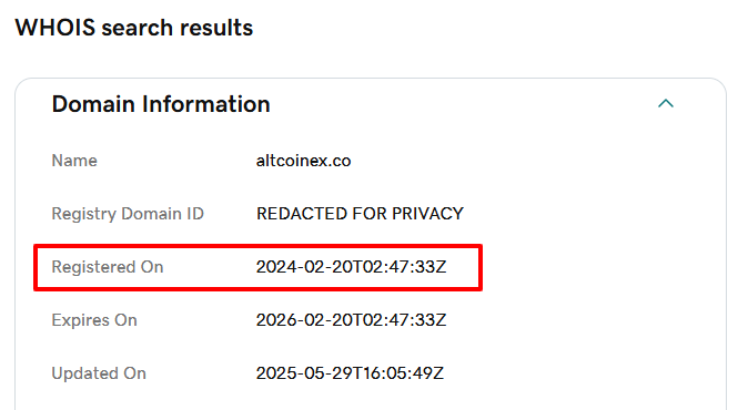 Altcoinex.co Review: Warning Signs You Shouldn’t Ignore 3 WHOIS-Altcoinex.co