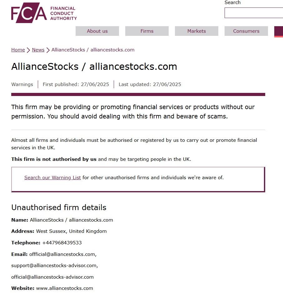 Alliance Stocks Review – Important Insights Before You Invest in Alliance-stocks.com 2 Alliance Stocks FCA