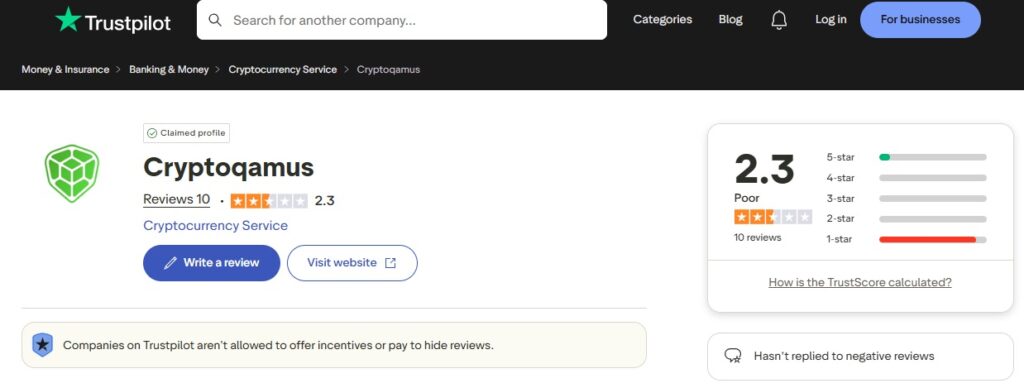 CryptoQamus.com Review – Important Insights Before You Invest in CryptoQamus.com 4 CryptoQamus.com Trustpilot