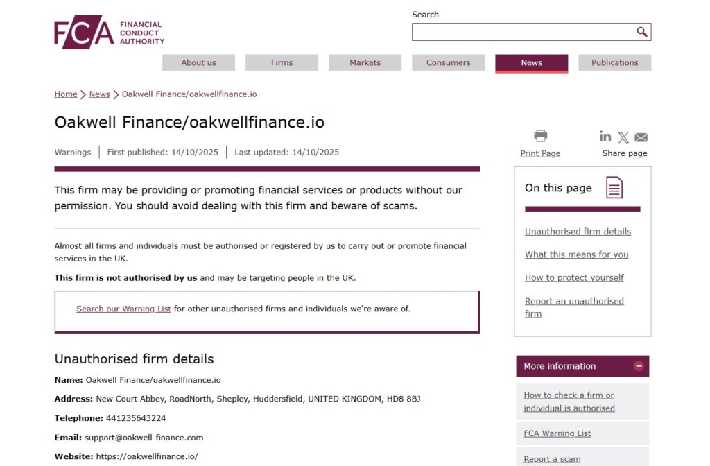 Oakwell Finance Review – Important Insights Before You Invest in oakwellfinance.io 2 Oakwell-Finance-oakwellfinance-io-FCA-Warning