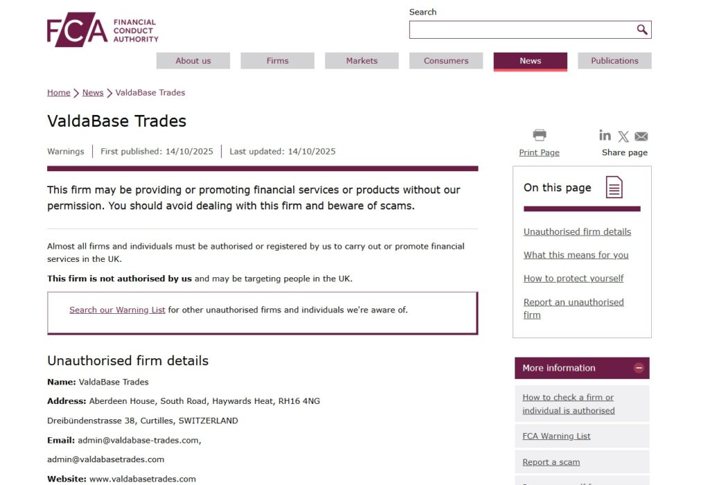 ValdaBase Trades Review – Important Insights Before You Invest in Valdabasetrades.com 2 ValdaBase-Trades-FCA-Warning