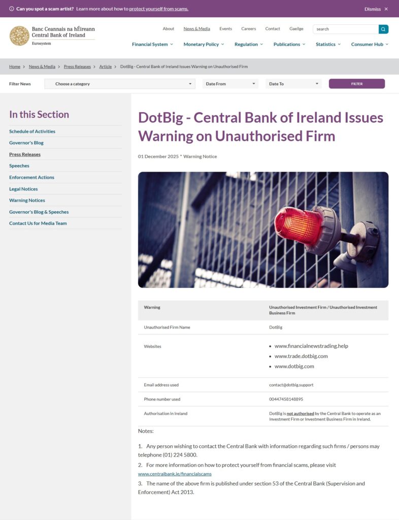DotBig-Central-Bank-of-Ireland-Issues-Warning-on-Unauthorised-Firm