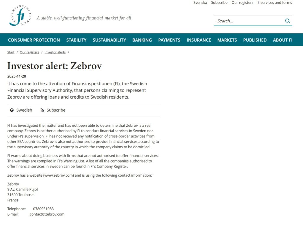 Zebrov-Finansinspektionen-Warning